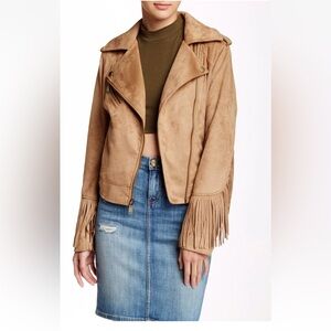 NWT BCBGenaration Camel Fringe Faux Suede Jacket